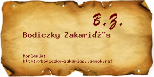 Bodiczky Zakariás névjegykártya